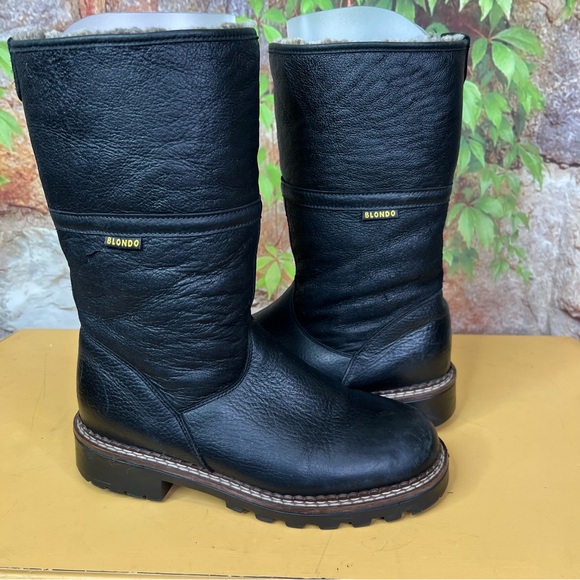 BLONDO Black Leather Shearling Lined Boots, 9.5B - Picture 9 of 13